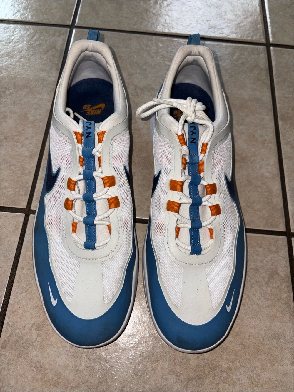 Nike SB Nyjah Men’s White & Blue Low-Top Athletic Shoes 12